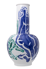 Pablo Blue/Green Hand Painted Ital Vase 21"h