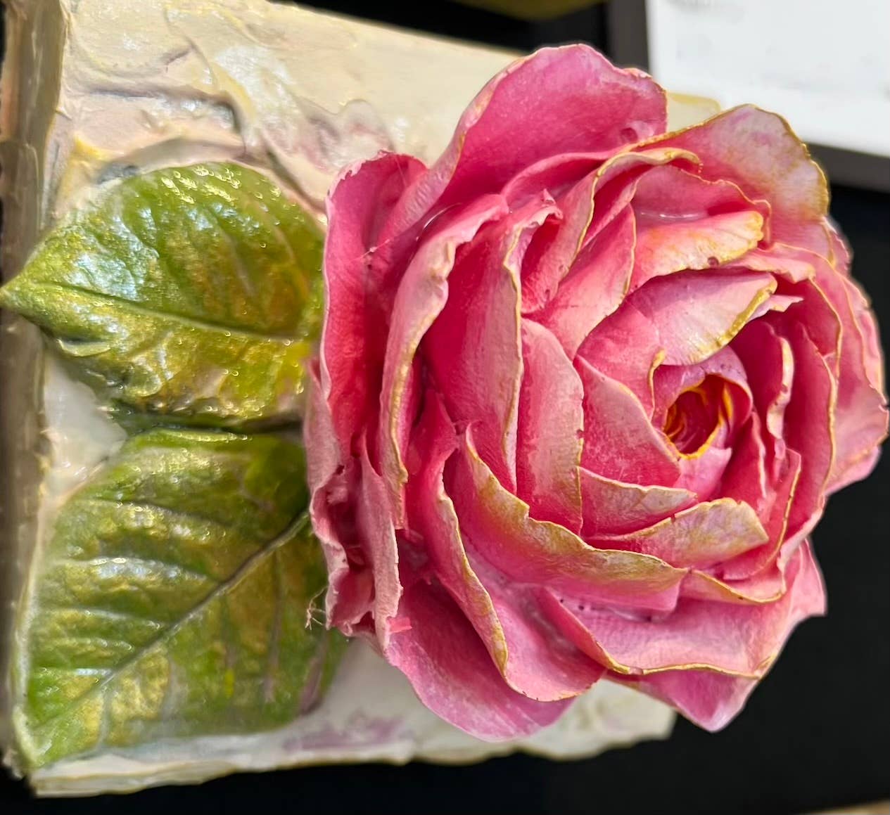 4X4 inch Rose Sculpted Artwork: Pink