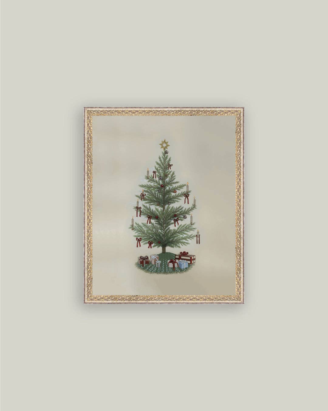 Vintage Tree with Bows Framed Art: 5x7