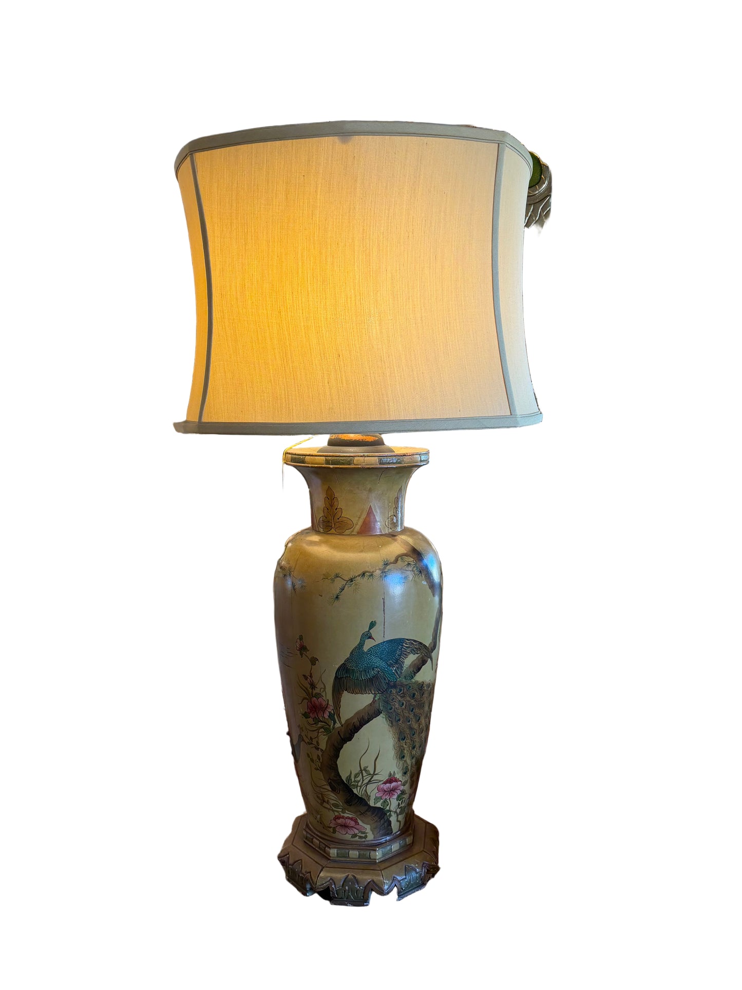Vintage Peacock Table Lamp 38"h