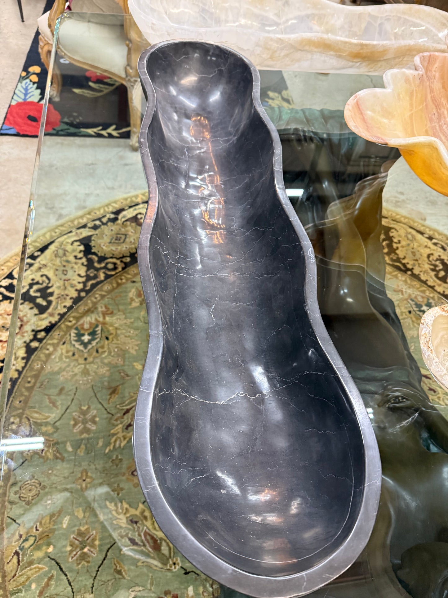 Black Onyx Canoe Bowl 36x9x5