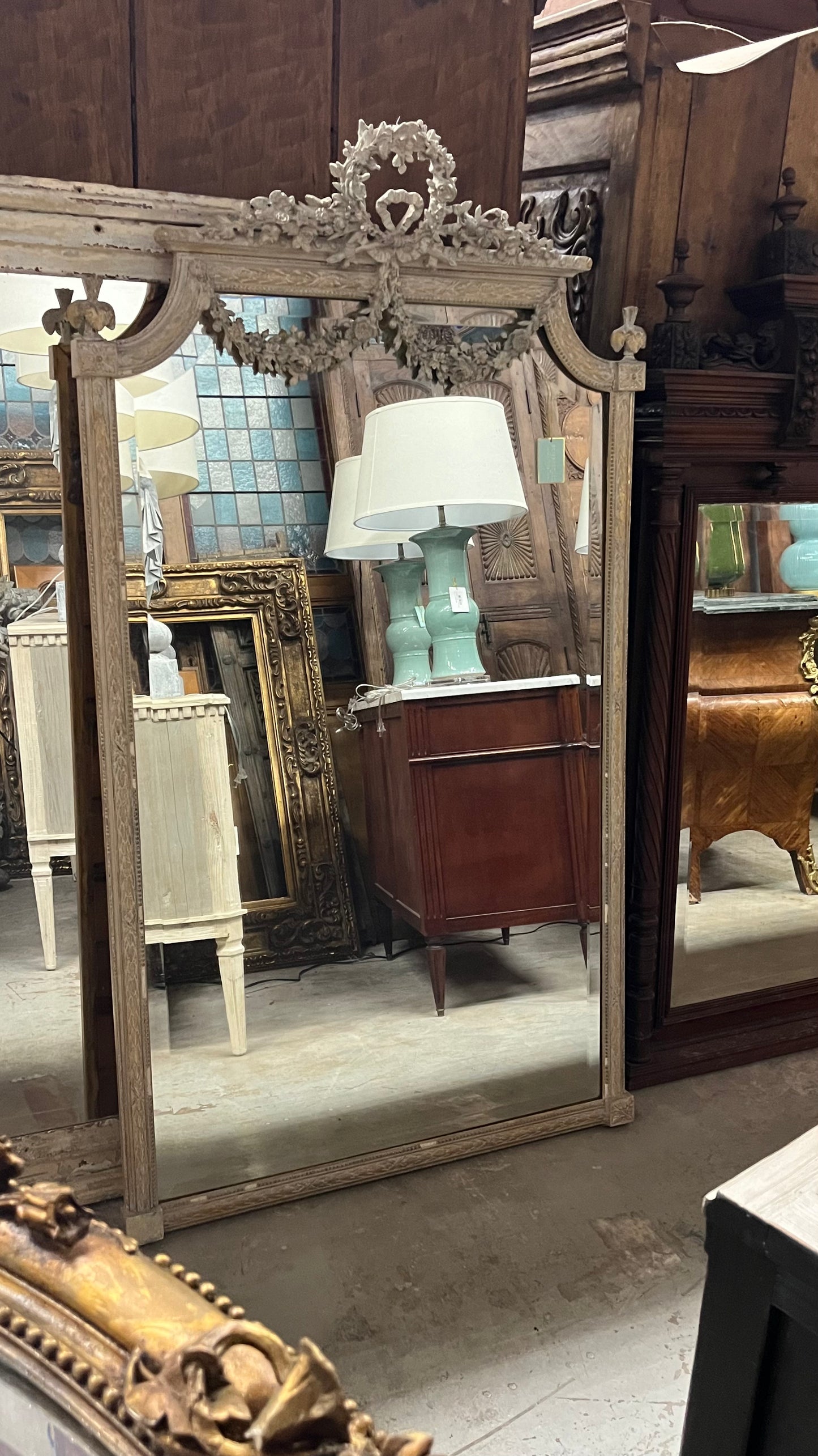 Antique French Mirror 36x66h