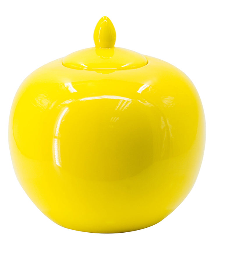 Yellow Lidded Jar 10.5”h