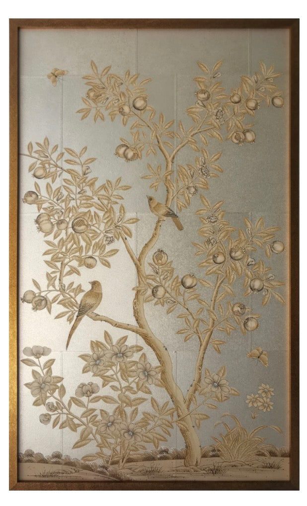 Sepia Garden (B) Hand Painted Wallpaper Panel 37.5x63.75