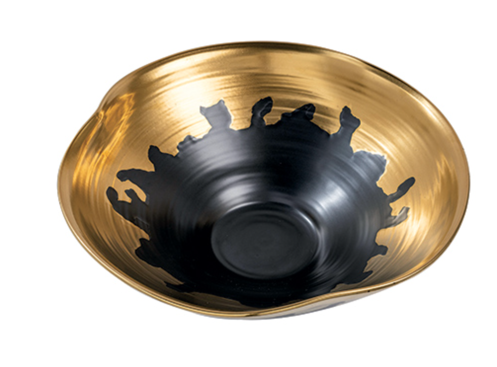 Nicole Black and Gold Bowl 22x8h