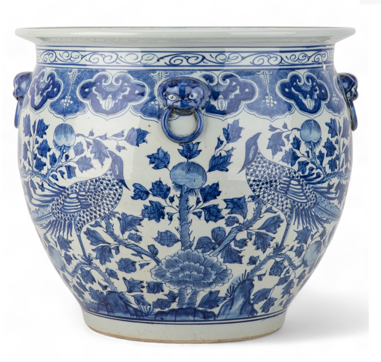 Blue & White Bird Fishbowl 20x20x18"h