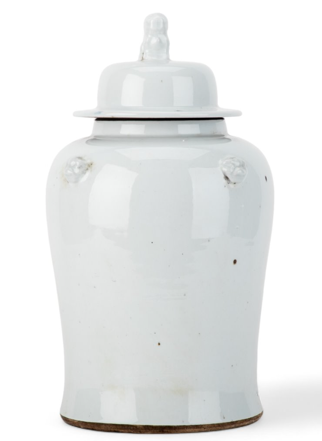 White Foo Dogs Temple Jar 20"h