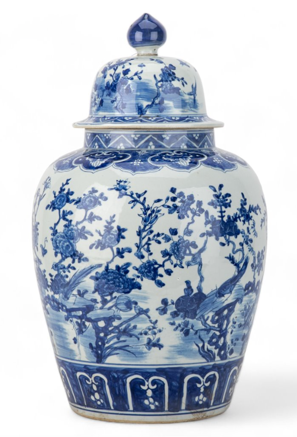 Round Flower & Bird Jar 23"h