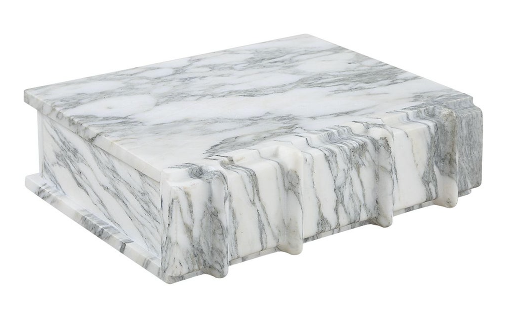 Novel Box Arabescato Marble 10x8x3"h