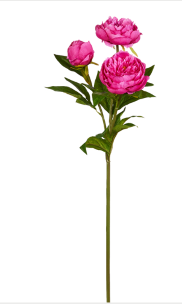 Hot Pink Peony Spray 30"