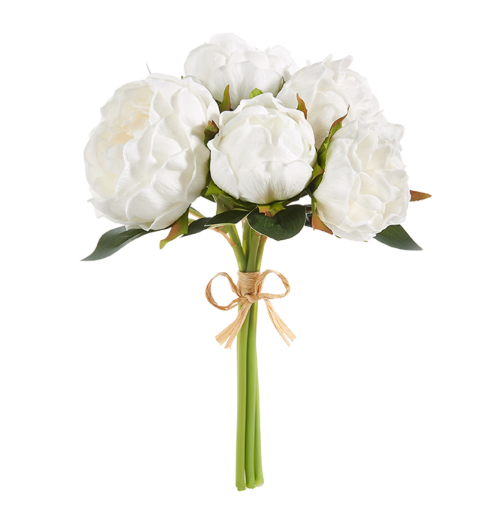 11" Real Touch White Peony Bundle