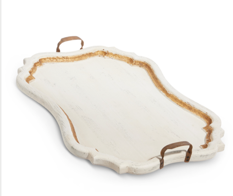 Distressed White Tray 32x21.5"