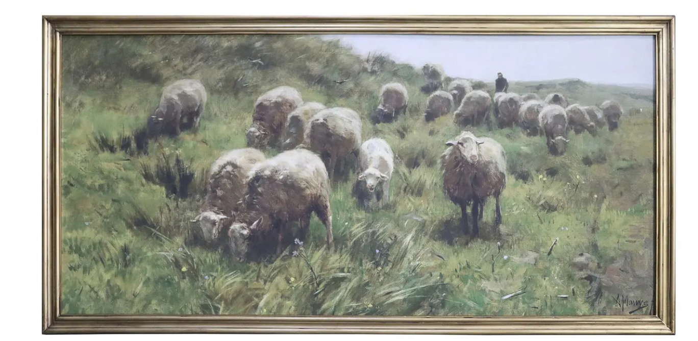 Sheep on the Hills Framed Print 53.875x26.75"h