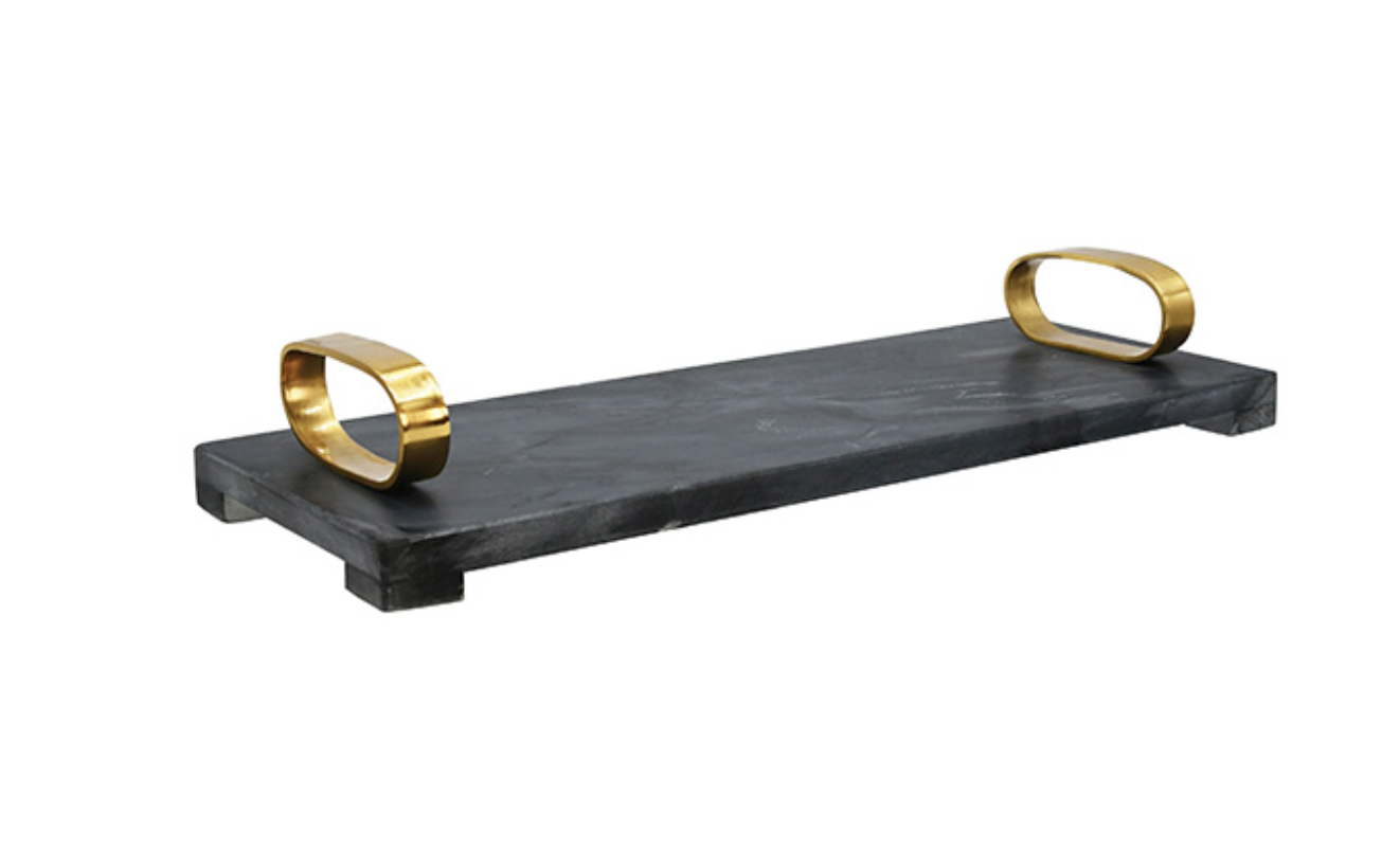 Tadeo Black Marble Tray 18x7"