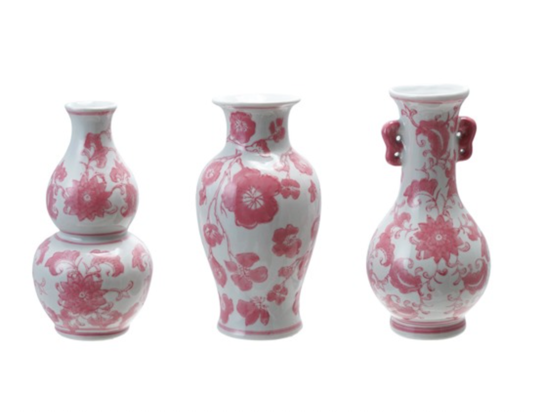 Single Pink Pattern Vase 7" Asst.