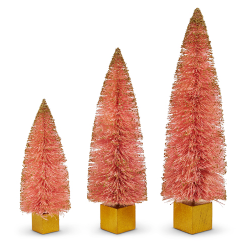 Pink & Gold Bottle Brush Trees Set/3