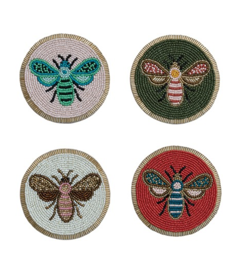 Beaded Glass Coasters Set/4