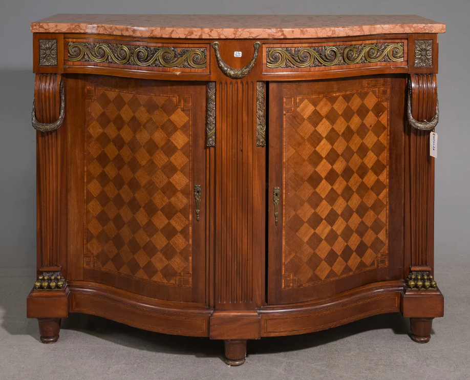 PAIR Louis XV Marble Top Servers 53x23x42"h