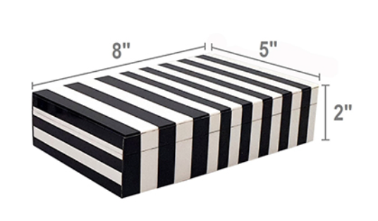 Black & White Lidded Box 8x5x2"h