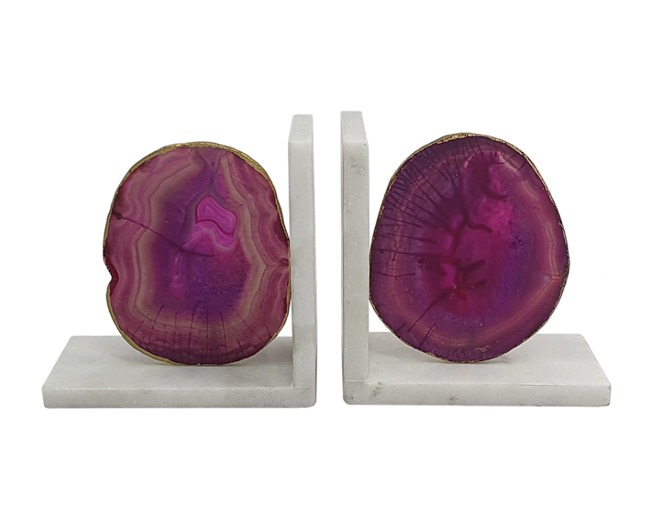 Pink Agate Bookends 5.5"h