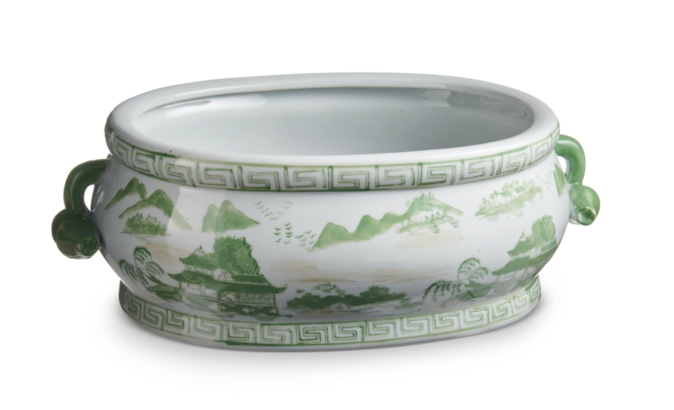 Green and White Planter 17x11.25x6.25"h
