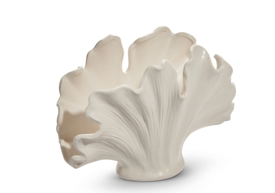 White Flowing Coral Planter 10.5"h