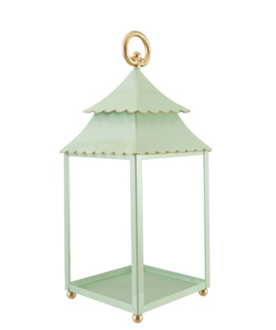Mint Scalloped Lantern 15"