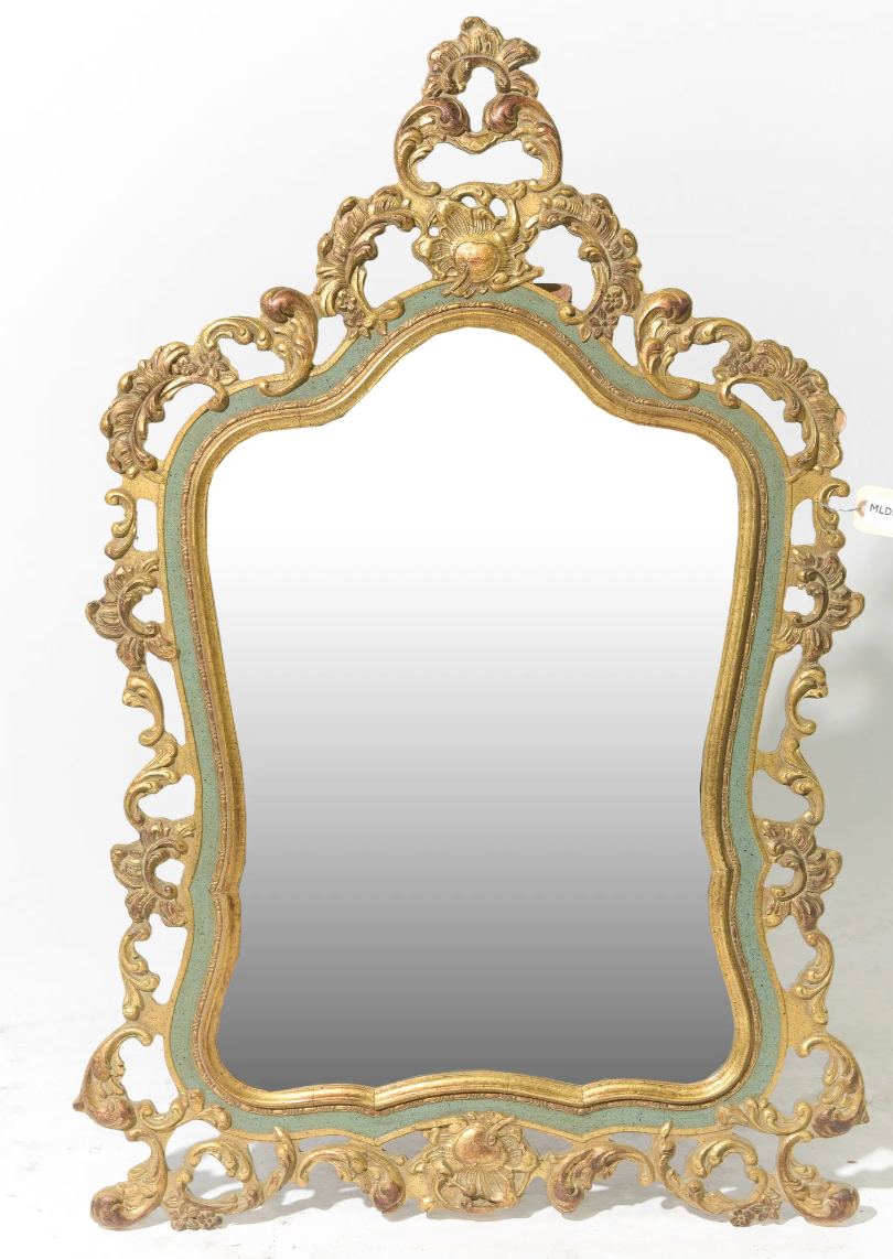 French Louis XV Style Gold Beveled Mirror - 41.5 in tall x 26.5 x 1