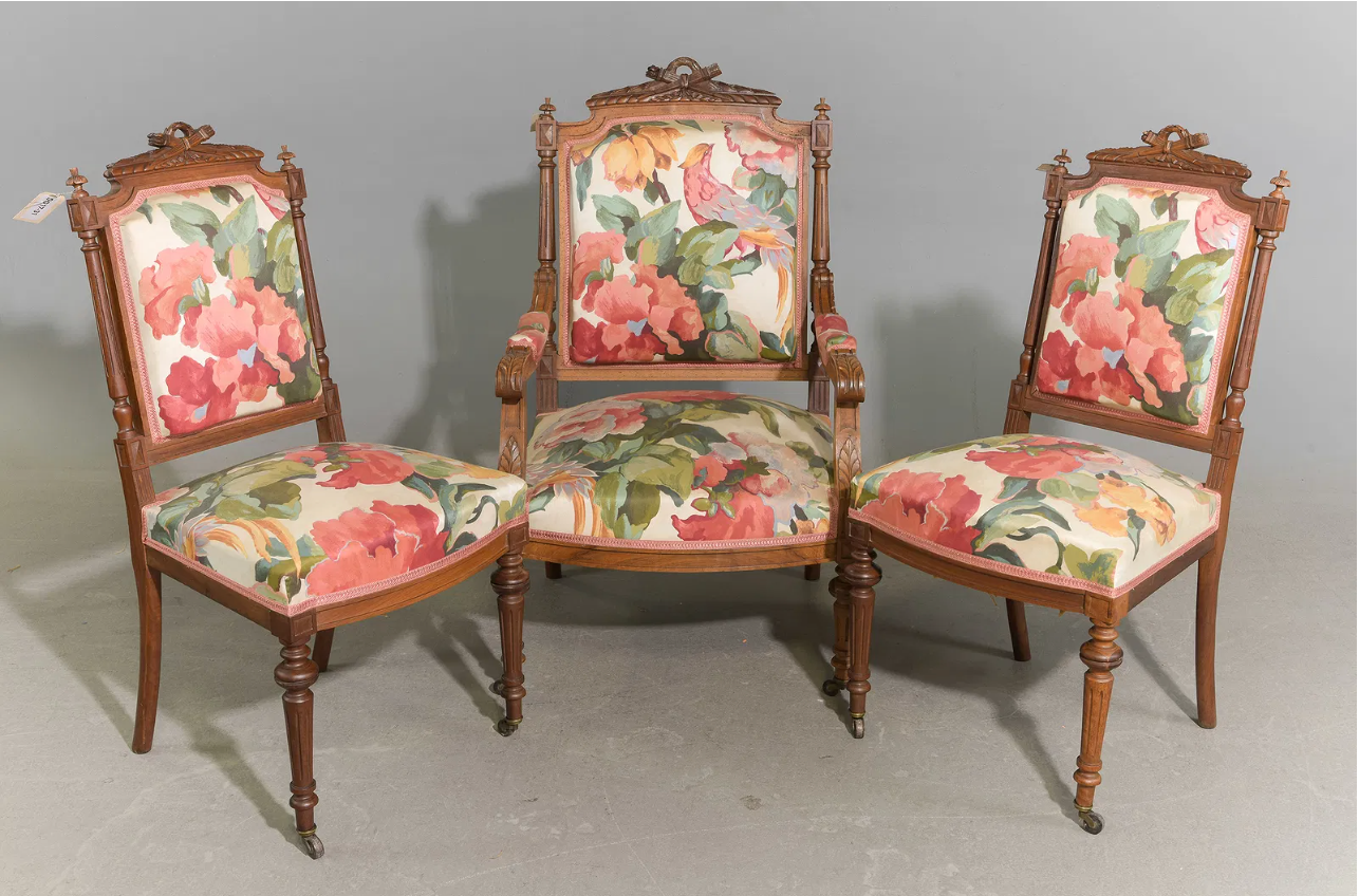 3 pc French Henri II Style Chairs