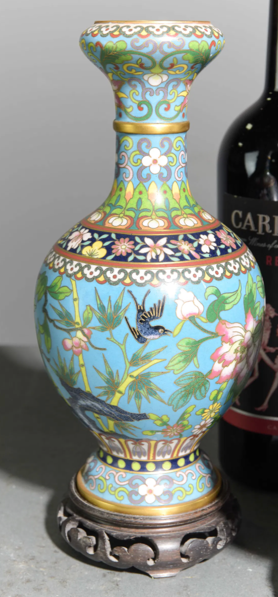 Cloisonne Vase 10"h
