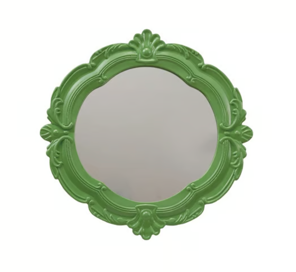 Green Framed Wall Mirror 16x16"h