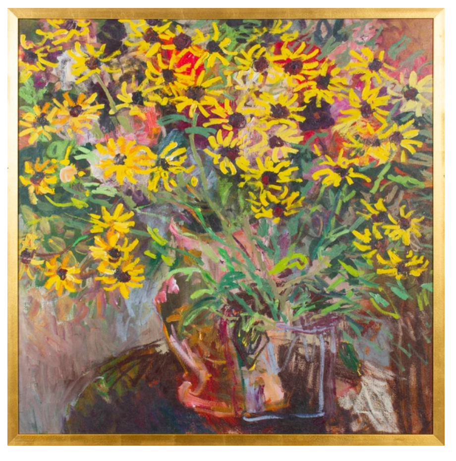 Vase of Sunflowers 44x44"h