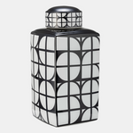Black Ceramic Square Jar w/ Lid