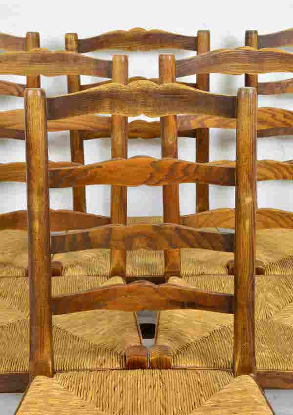 Set/6 Ladder Oak Chairs 19x16x39h