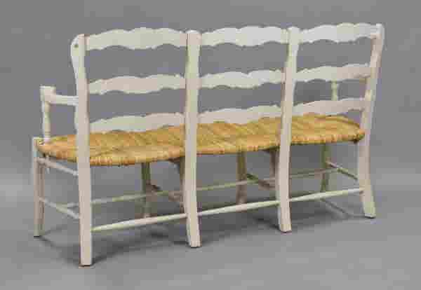 French Rush Seat Bench 69x26x41h