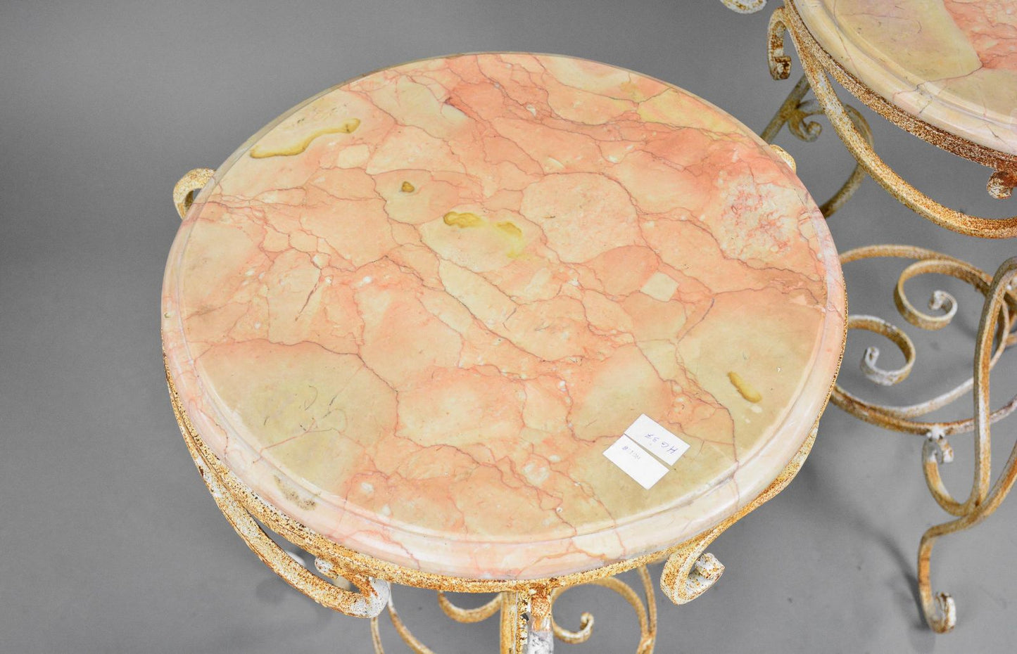 PAIR Marble/Iron Tables 23dia30h