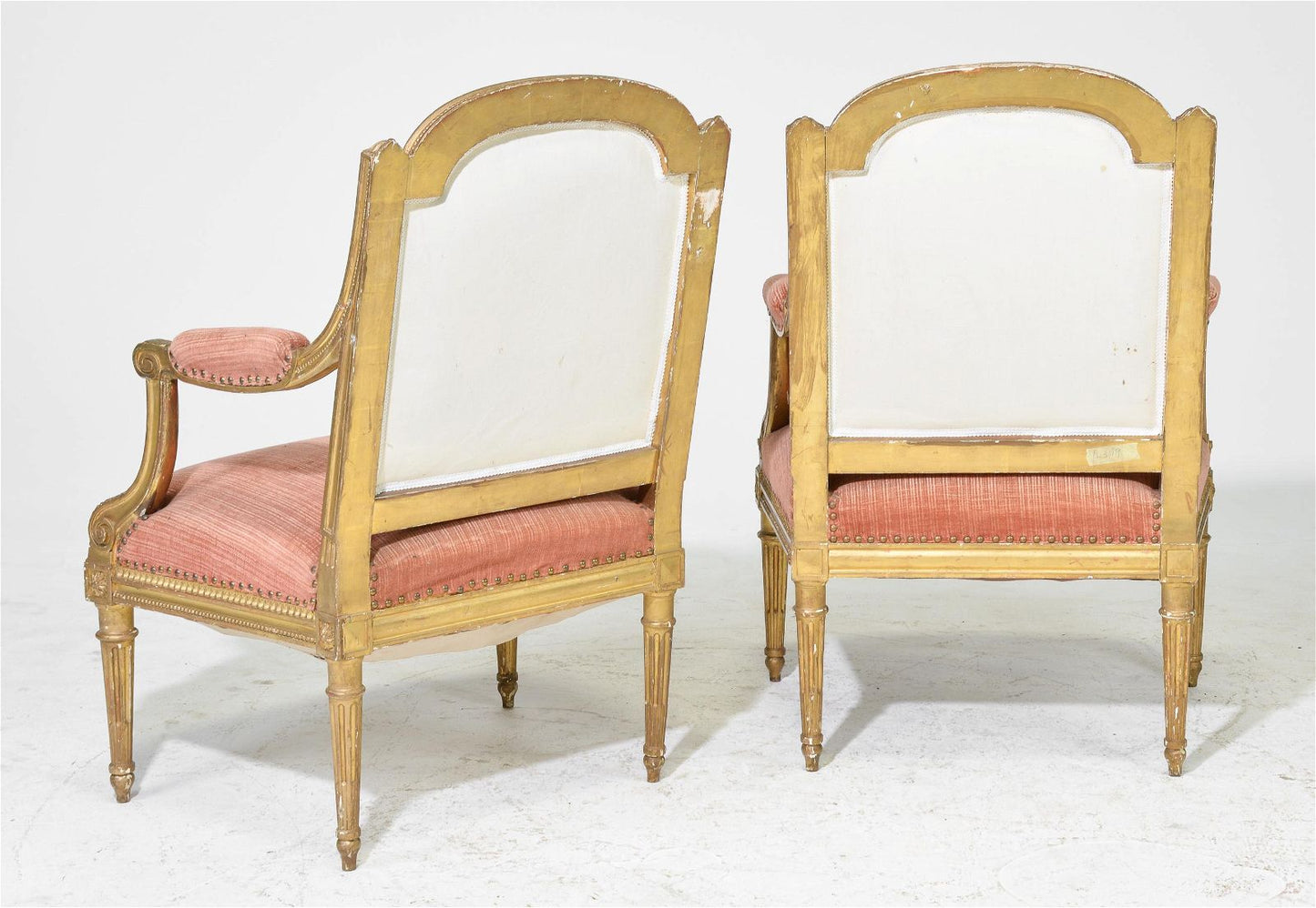 PAIR L. XVI Gilt Chairs 28x27x39h