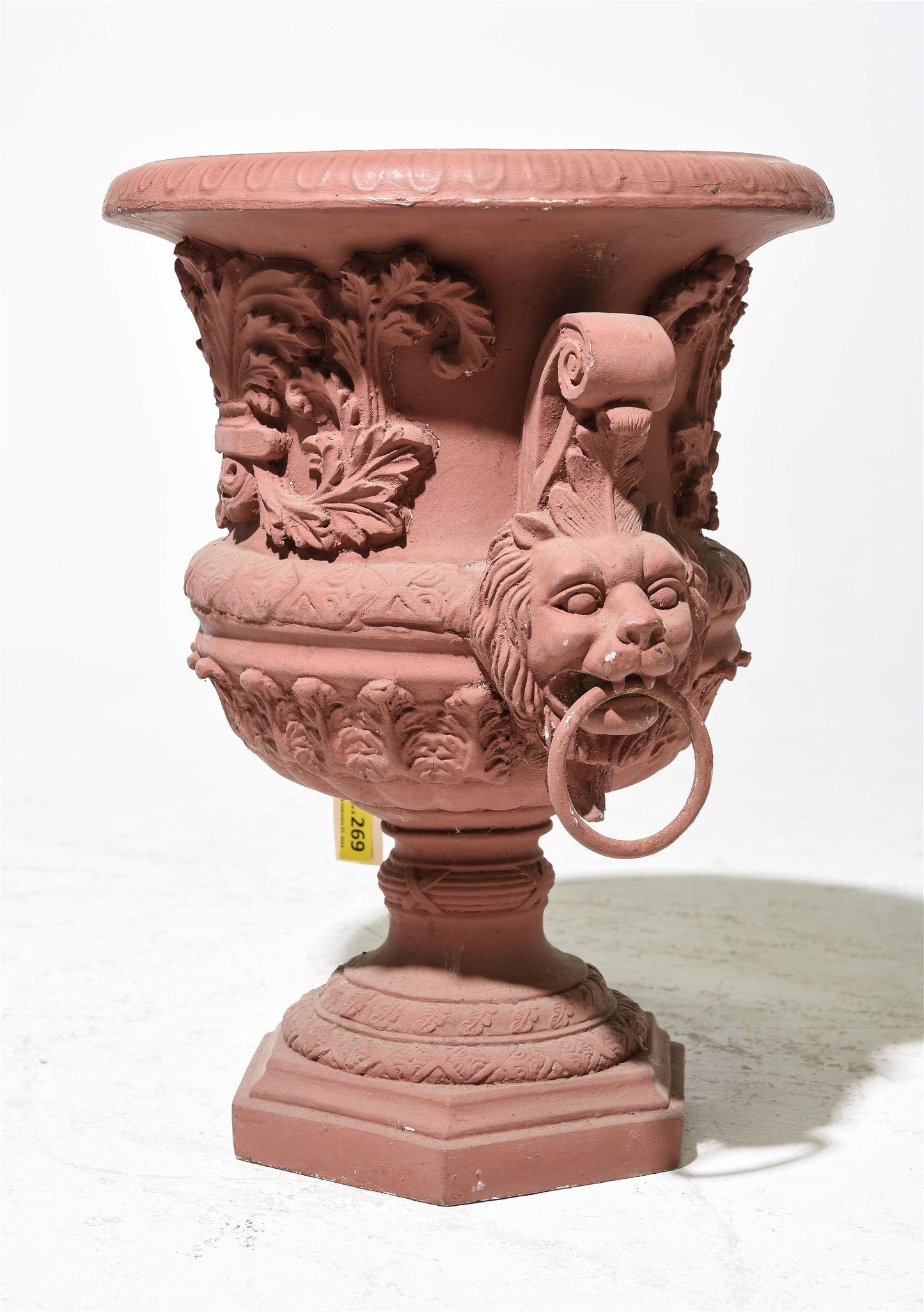 Painted Planter w/ Lions 20x20x24h