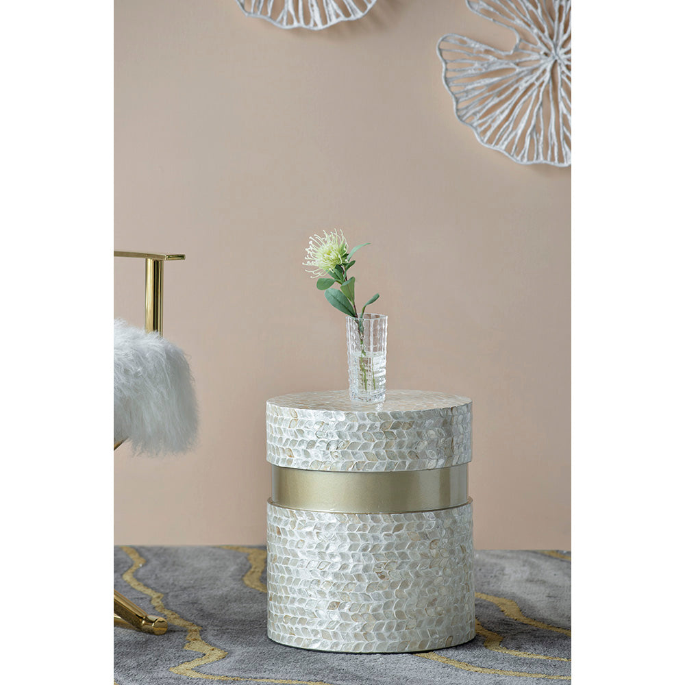 Capiz Stool Cream 14x16h