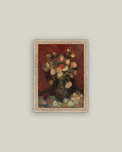 Chinese Asters and Gladioli Framed Art: 5x7