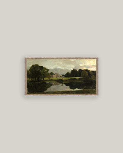 Malvern Hall in Warwickshire Framed Antique Art: 12x7