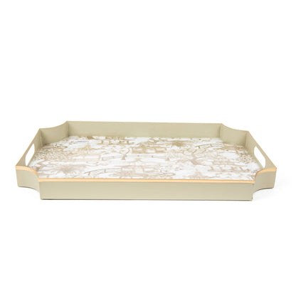 Garden Party Enameled Jaye Tray: White & Blue
