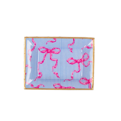 Ribbons of Hope Enameled Landry Tray - Blue: Blue