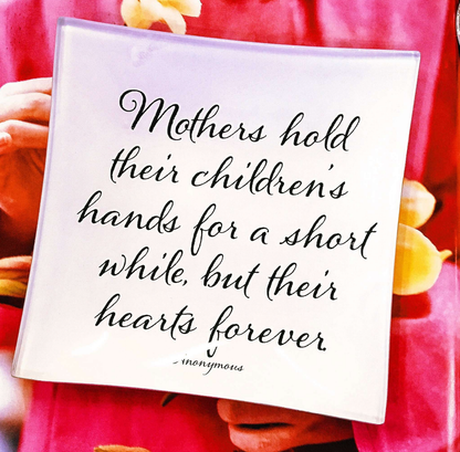 Mother's Hold Their Children's Decoupage Glass Tray: 6"X 6"