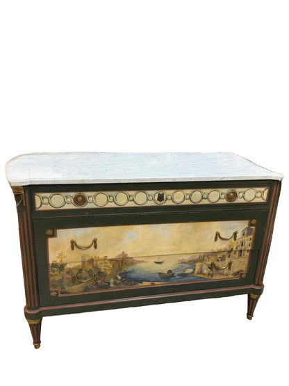 Louis Style Polychrome Chest 47x20x32.5"h