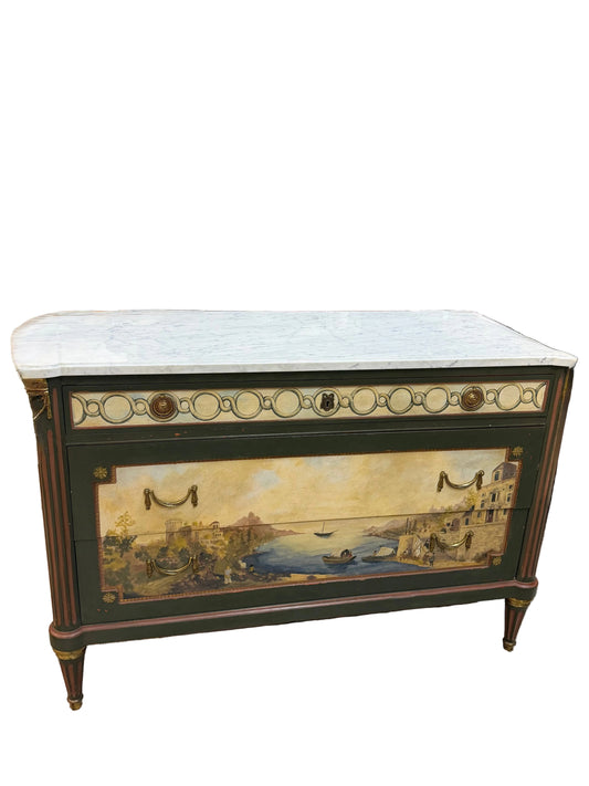 Louis Style Polychrome Chest 47x20x32.5"h