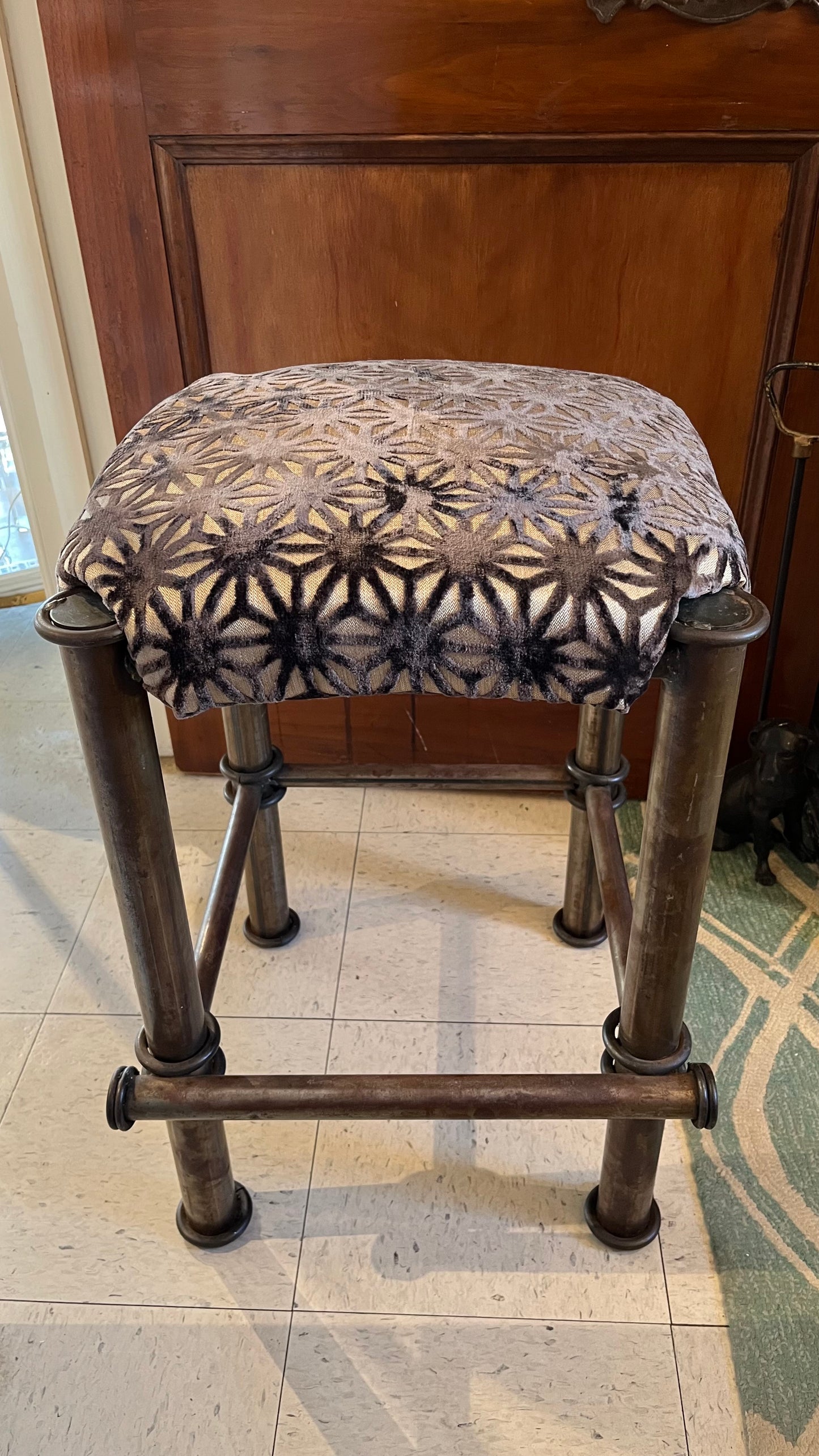 PAIR Gold/Brown Barstools 17x17x24"h
