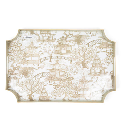 Garden Party Enameled Jaye Tray: White & Blue