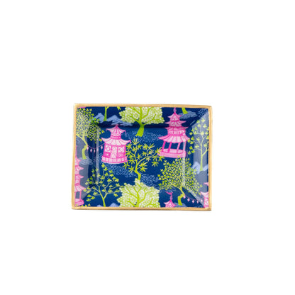 Garden Party Enameled Landry Tray: Navy & Lime