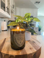 Recycled Dom P Bottle - Vintage Label Candle: Amber/Sandalwood/Leather